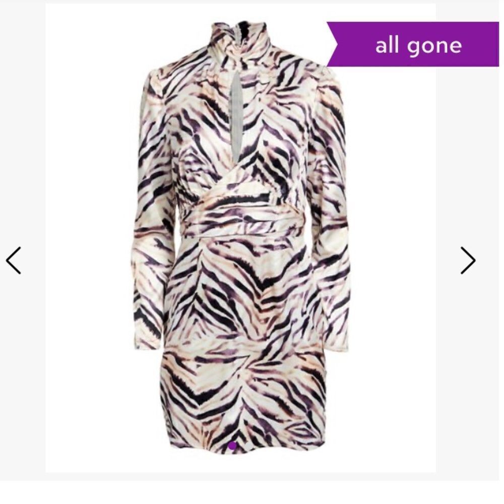 Kendall+Kylie Bodycon Satin Cocktail Party NYE Dress Zebra Print Size XS 0 2